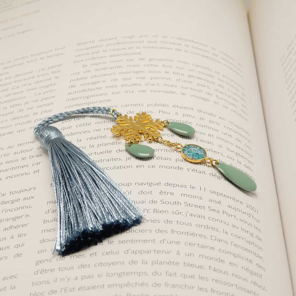 marque pages pompon flocon liberty resine lydee deco 8b