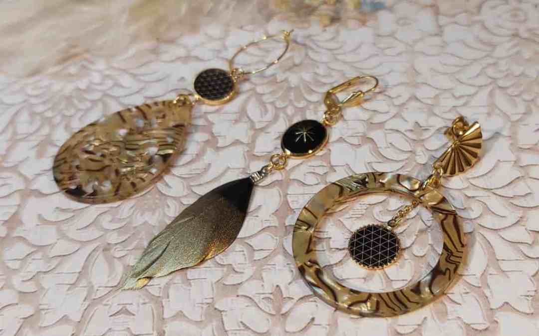 Boucles trio noir or