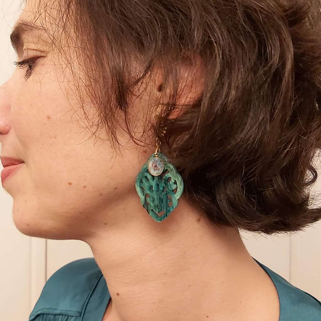 boucles losange arabesques noel vert eventail lydee deco resine papillon