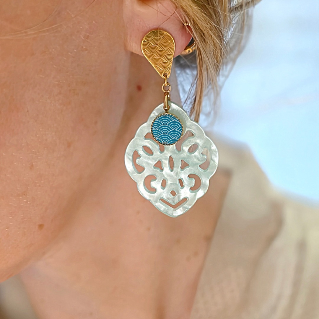 Boucles arabesques losange turquoise vague japonaises lyde deco (1) Boucles arabesques losange turquoise vague japonaises lydee deco