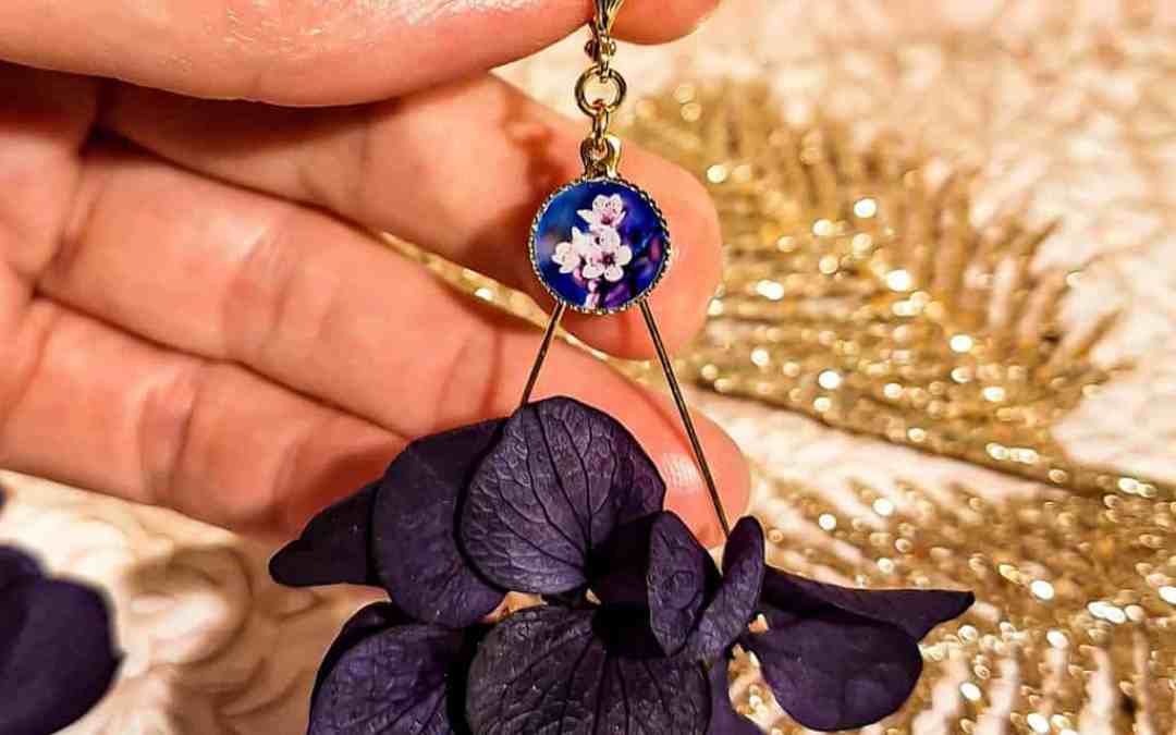 Boucles hortensia violet