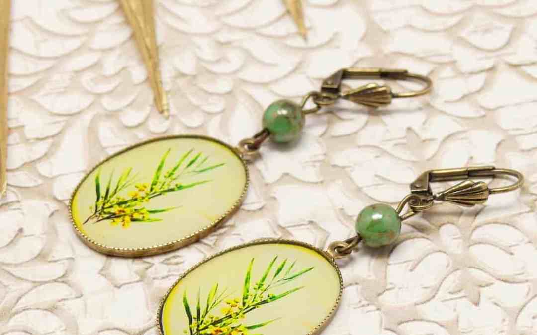 Boucles mimosa perles