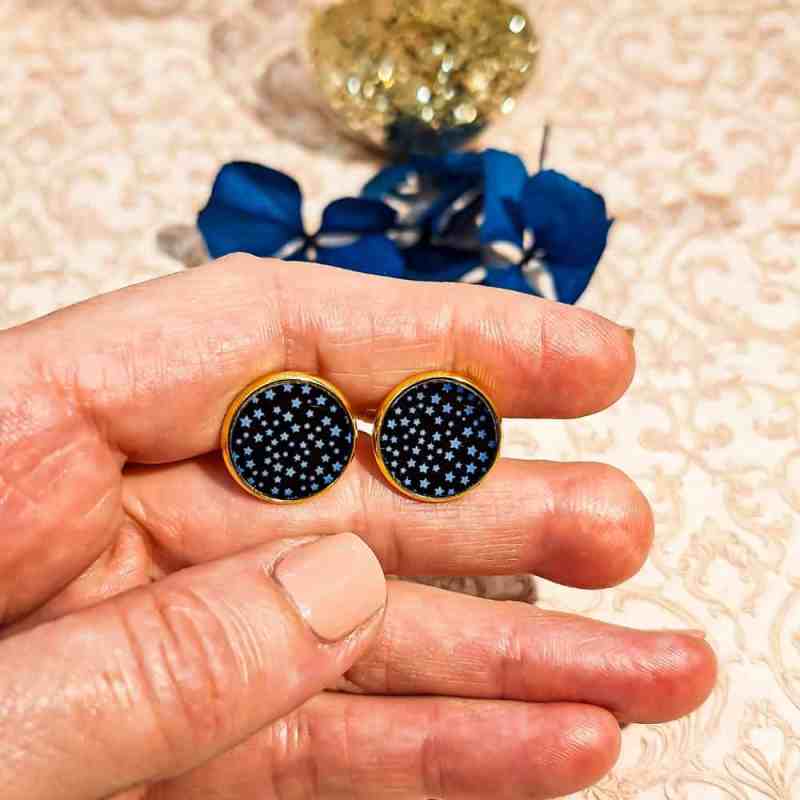 boutons de manchettes etoiles resine or bleu noir lydee deco