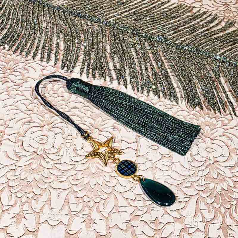 marque pages resine tartan lydee deco etoile bleu vert