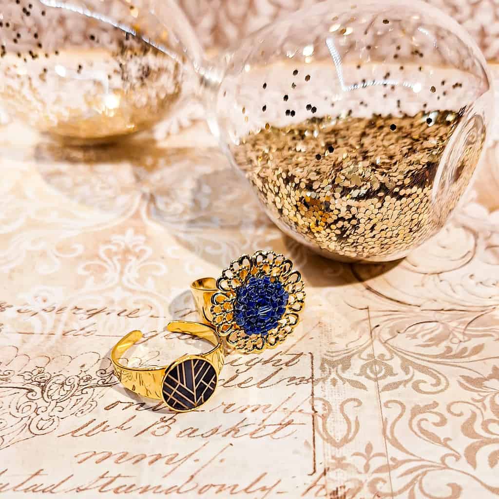 bague resine doré lydee deco réglable