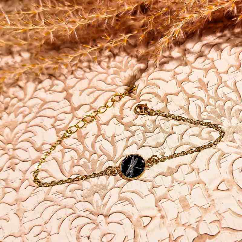 bracelet libellule resine acier inoxydable lydee deco