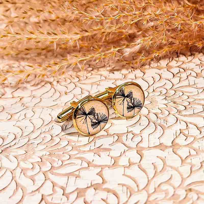 boutons de manchettes tendance nature wish homme chemise poignet doré noir 1