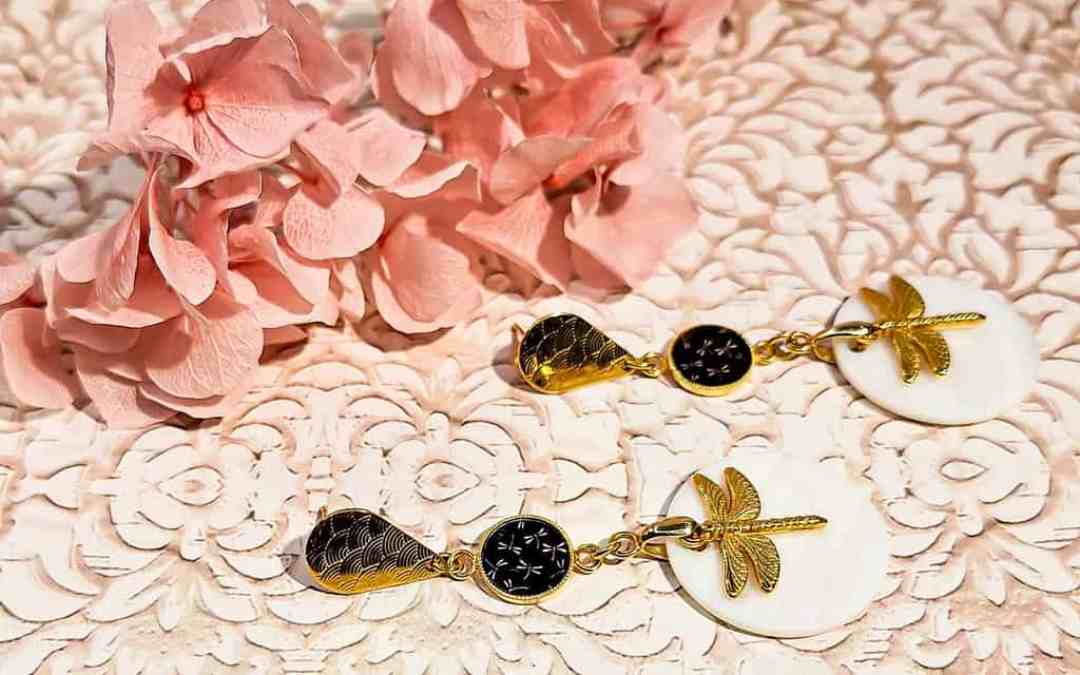 Boucles nacre resine