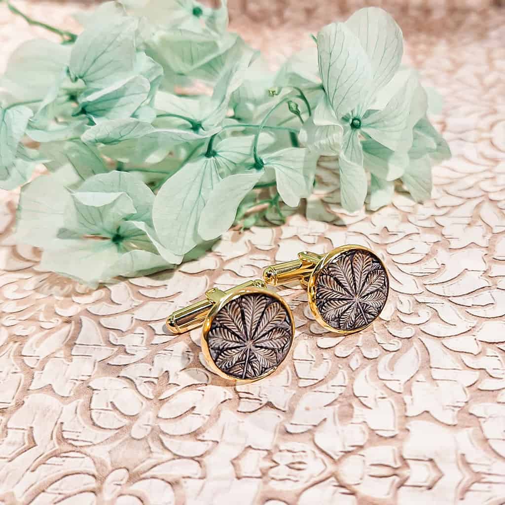 utons de manchettes mode dore argente feuille arbre dore gris marron chene chataigne argent arbre