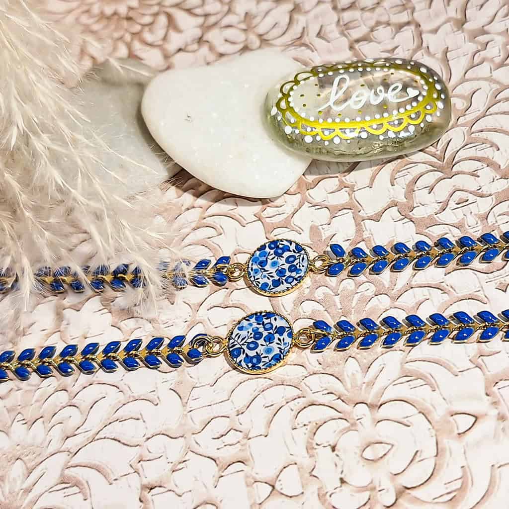 bracelets duo boho maman mere fille coeur chevron fleur resine lydee deco (3)