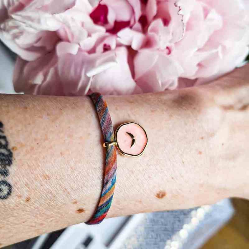 bracelet duo rose ange pastel multicolore dore resine cadeau