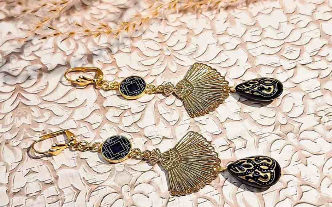 Boucles eventail perles