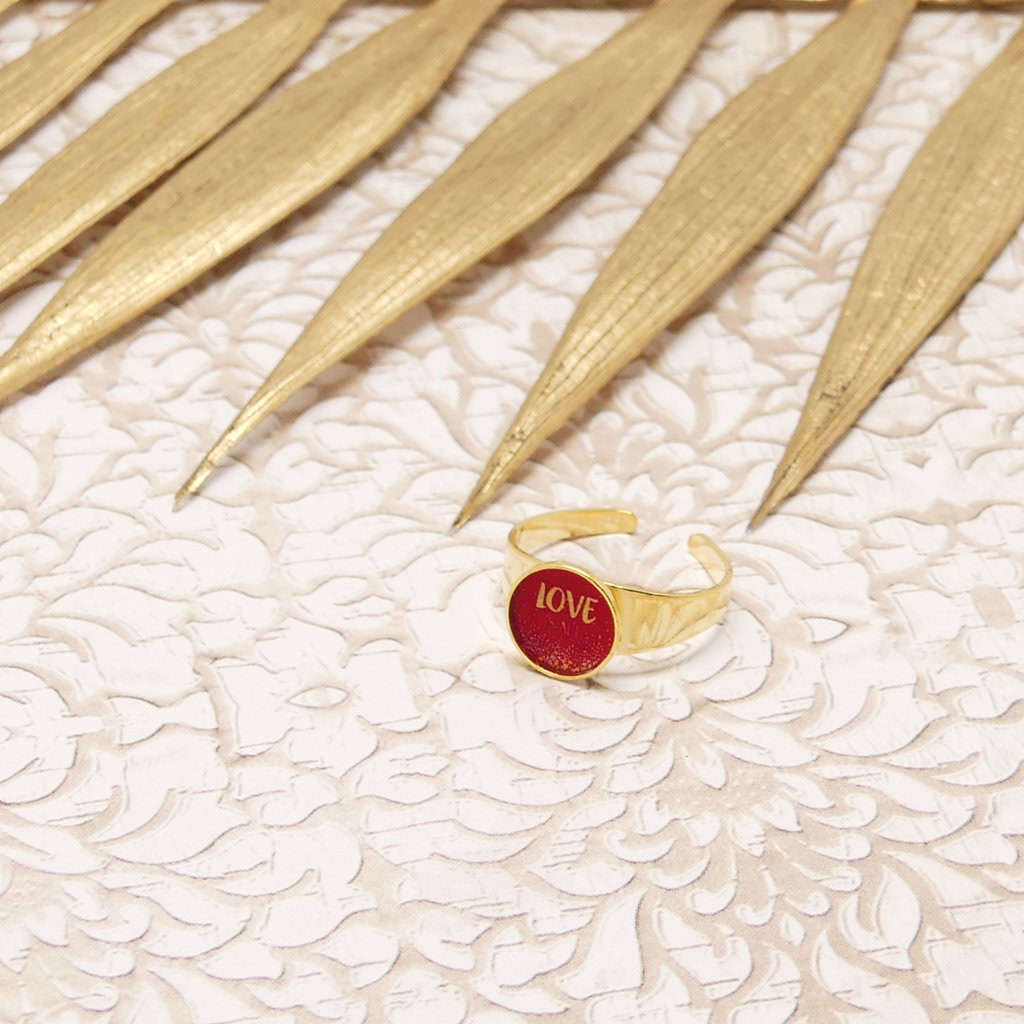 bague amour resine lydee deco love is all rouge orange amour