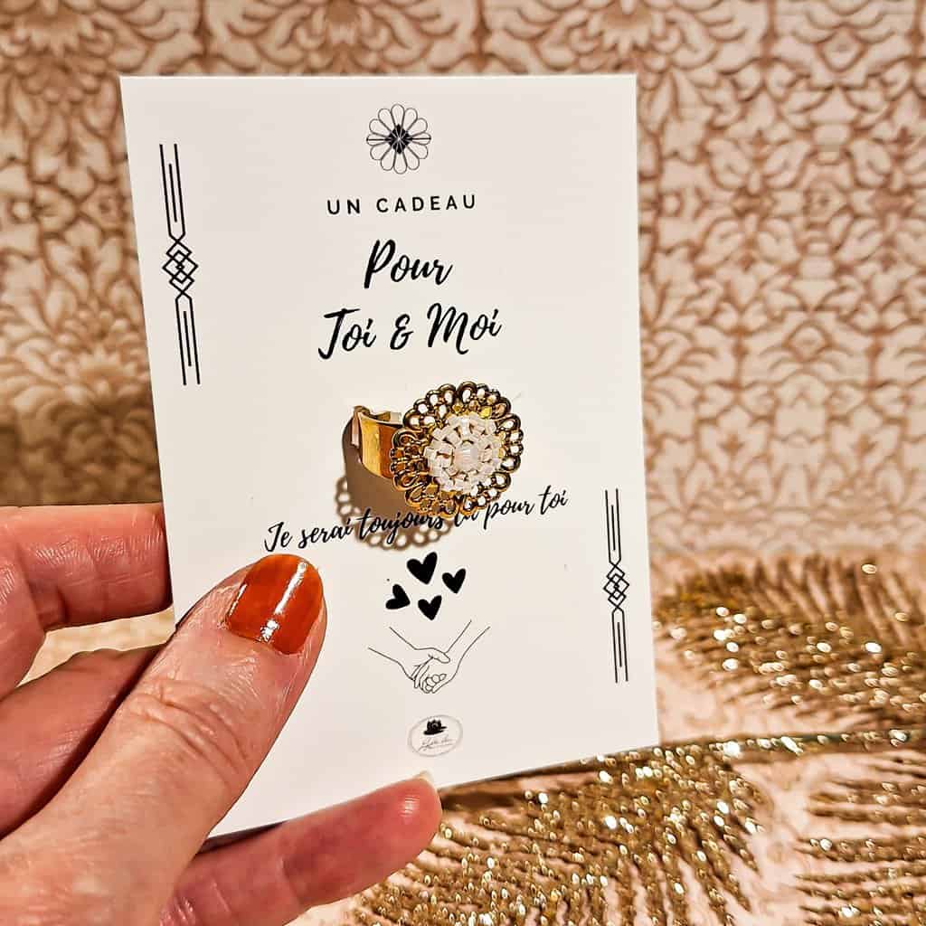 bagues duo perles japon fleur estampe reglable lydee deco tissage