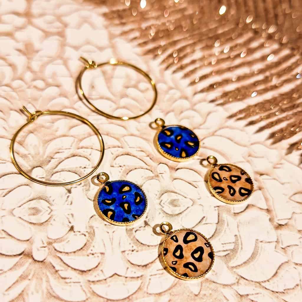 creoles leopard box duo acier inox resine lydee deco