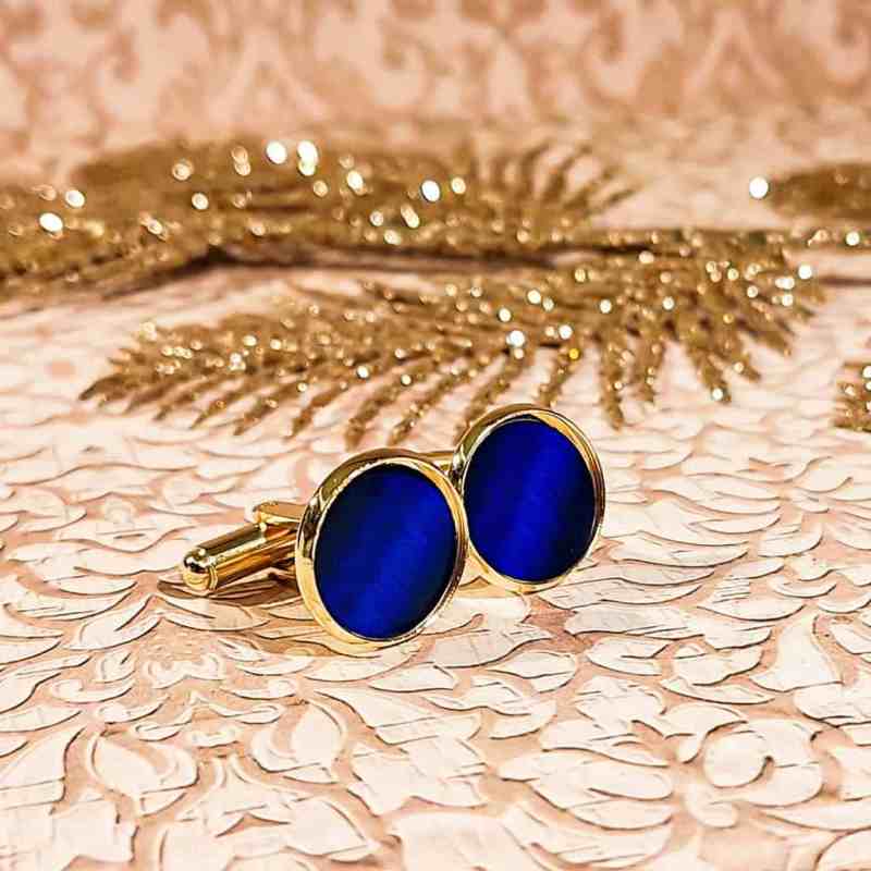 Boutons de manchettes bleu resine chemise homme lydee deco