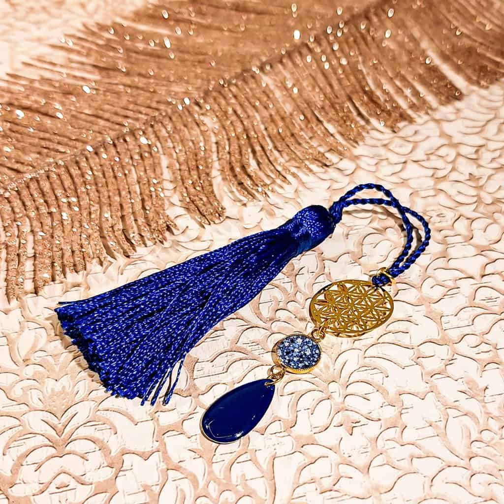 Marque-pages fleur de vie motif fleurs liberty bleu