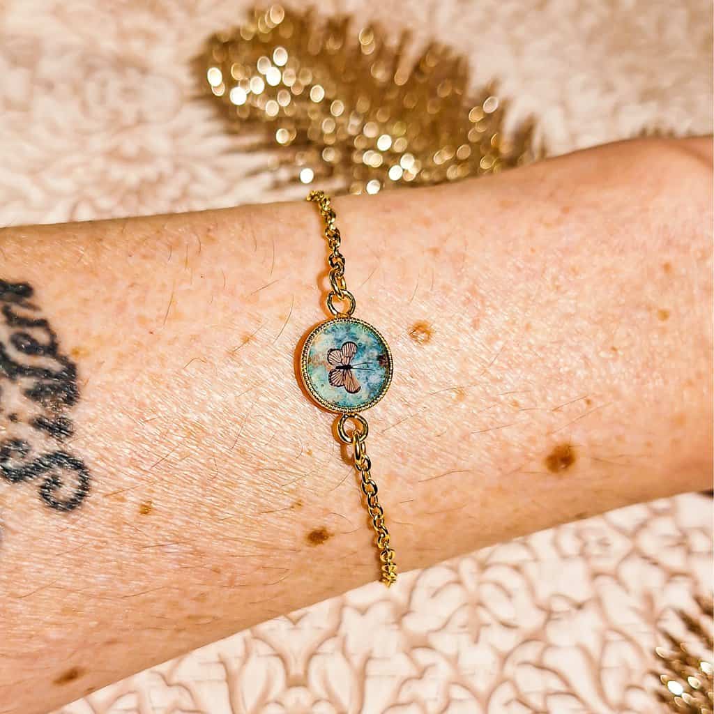 bracelet papillon minimaliste acier inoxydable resine lydee deco