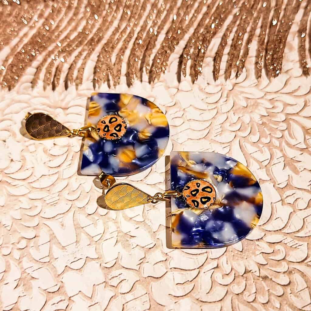 boucles bohème multicolore demi lune leopard graou violet chic resine lydee deco avis clients