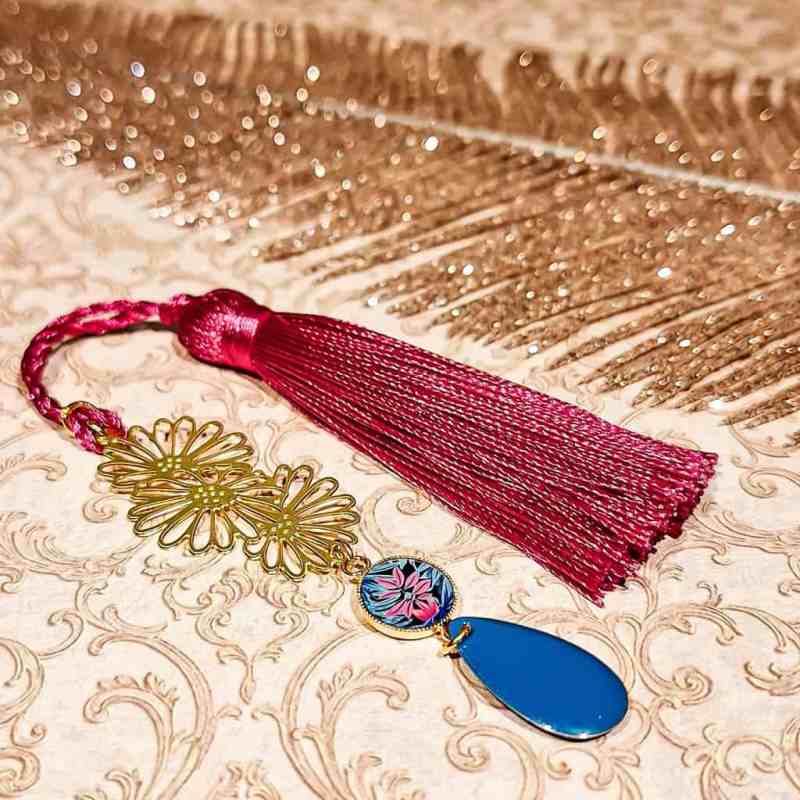 Marque-pages Exotique fait-main avec motif de fleur tropicale, vue de face