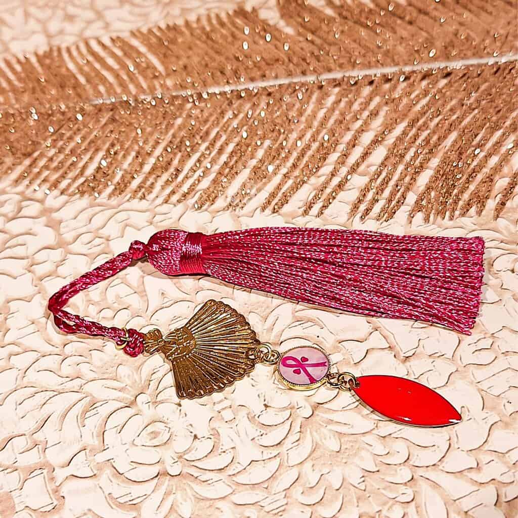 Marque-pages octobre rose art deco ruban woman lydee deco noeud