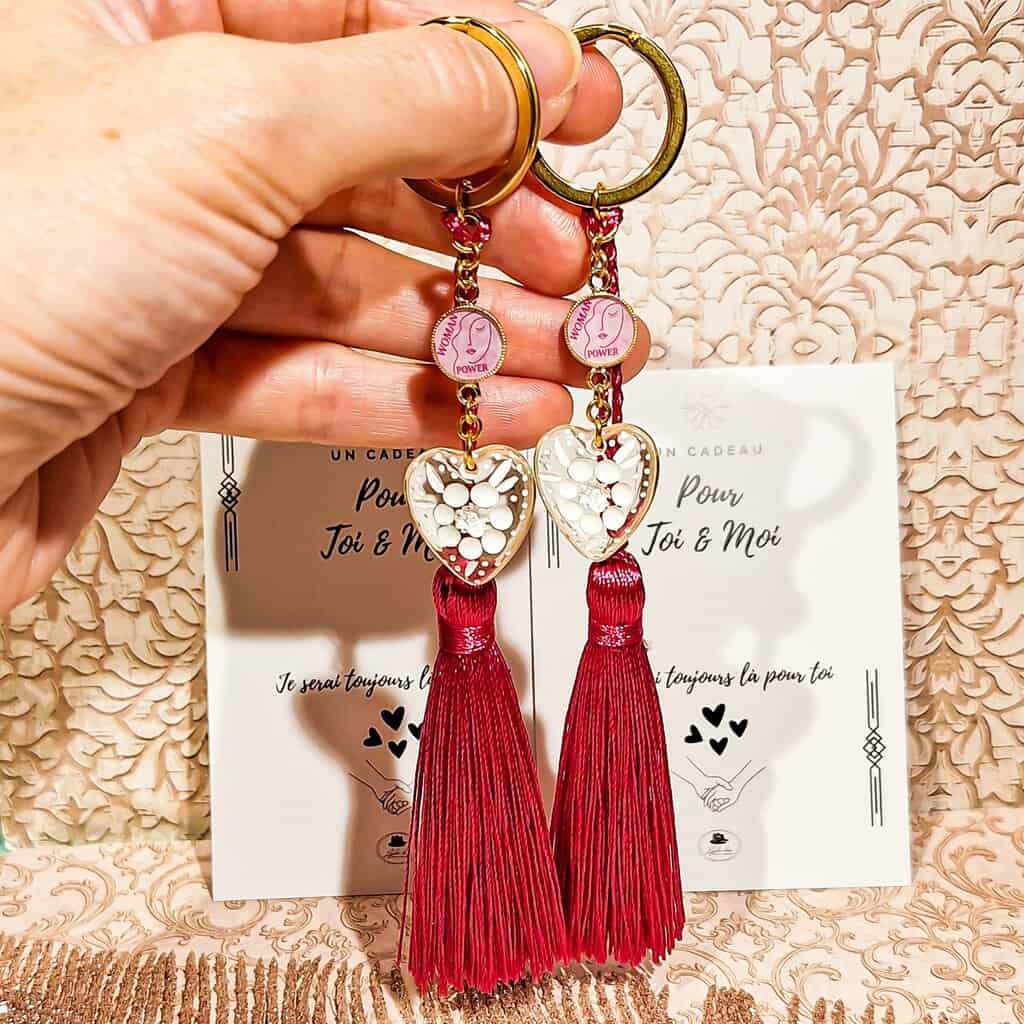 Porte cles octobre rose bijou duo women power mere fille soeurs amies lydee deco 6