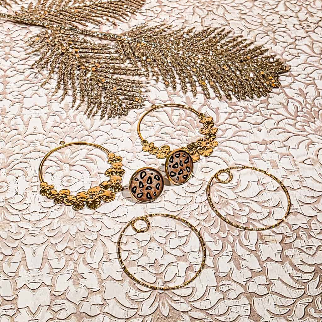 Boucles graou puces creoles interchangeables leopard resine lydee deco acier inox 8 1