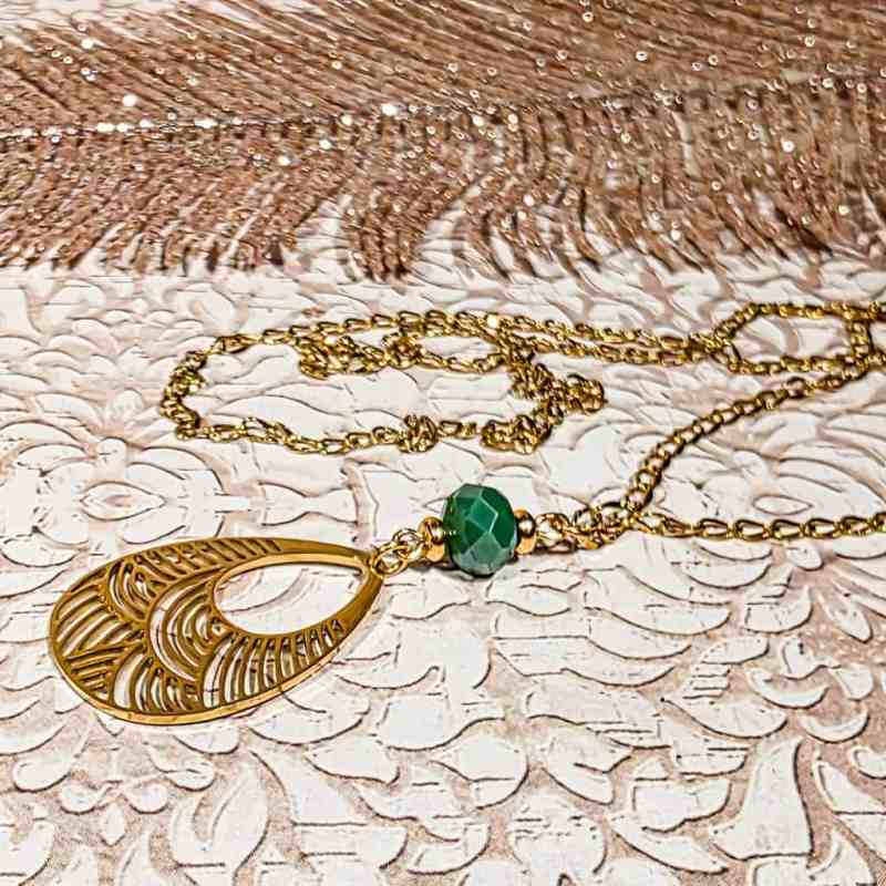 Pendentif Seigaiha en acier inoxydable, motif vague japonaise symbole d’harmonie et de fluidité, bijou fait-main en France