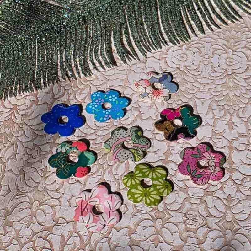 Pampilles Fleurs Interchangeables multicolore resine acier inoxydable doré argenté lydee deco modulable recto verso