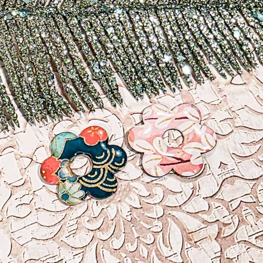 Motifs floraux pour créoles – Pampilles interchangeables en papier japonais, accessoire floral léger et poétique