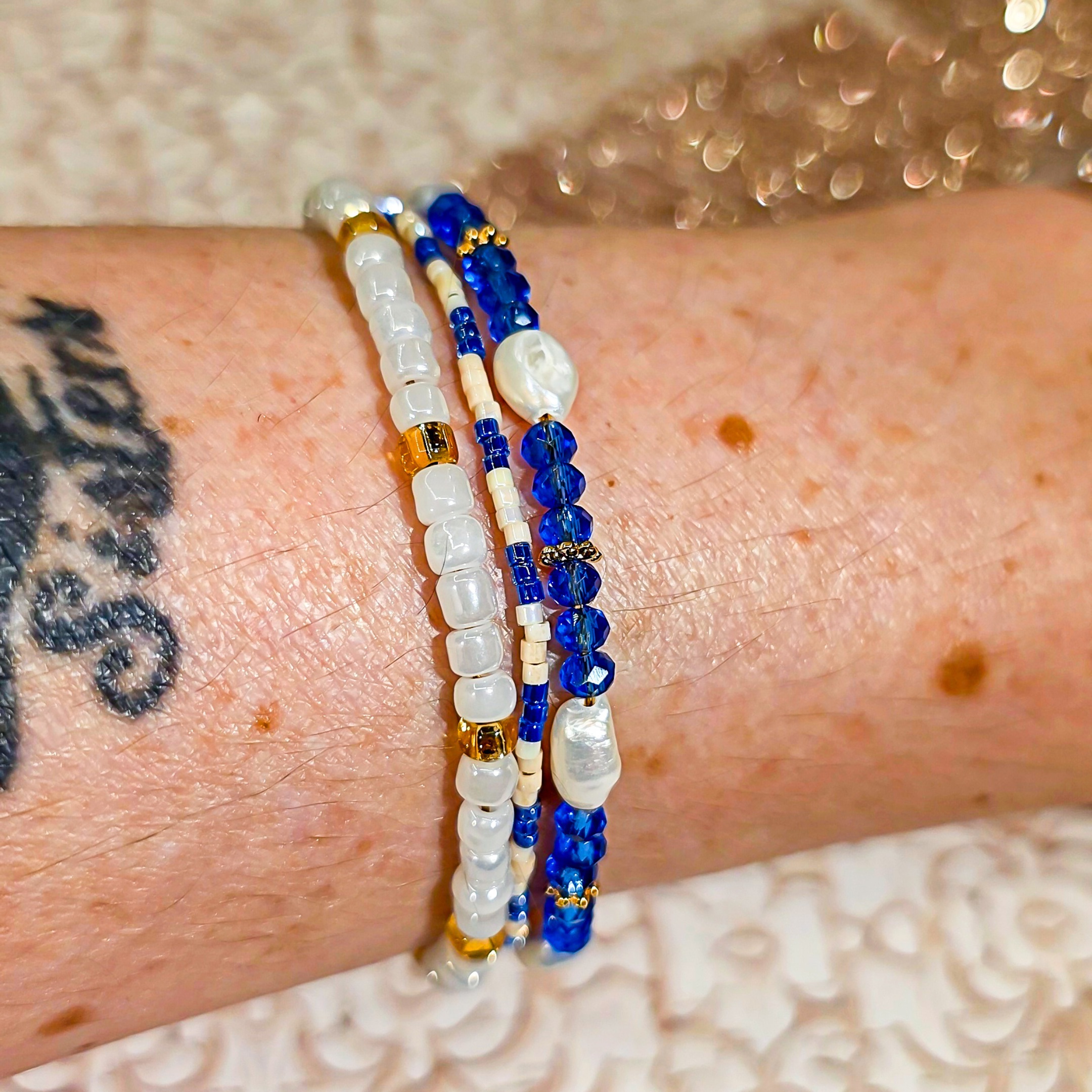 Bracelet perles d'eau douce fait-main avec fermoir acier inoxydable