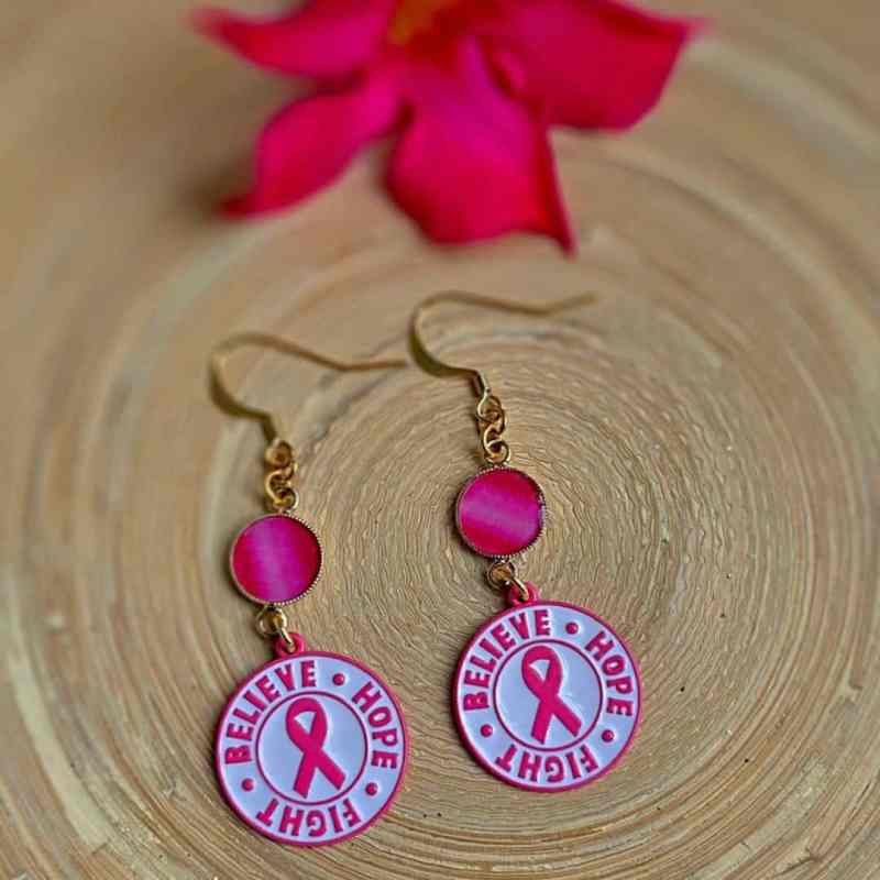 Boucles Believe Hope Fight rose blanc noeud lydee deco message