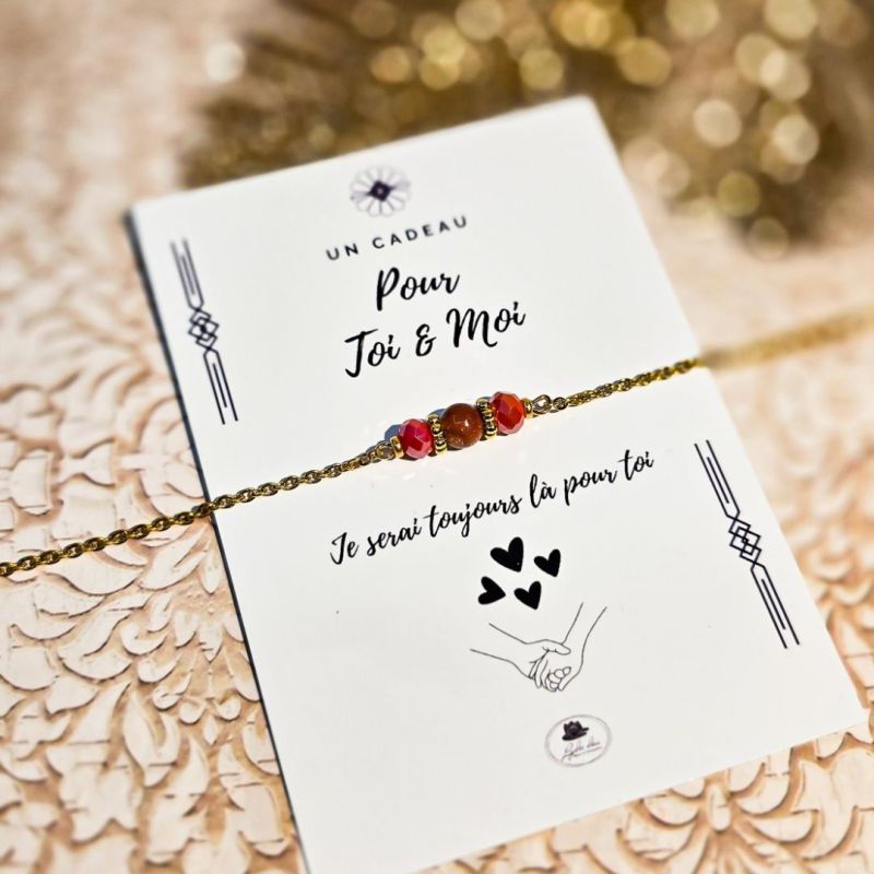 Bracelets perles automne duo trio acier inoxydable doré mere fille amie soeur lydee deco